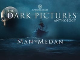 ”Man of Medan” – En skräckis behöver inte vara bra Ett mörkt hav där ett skepp kommer ut ur en chock dimma. I förgrunden är texten Dark Pictures Anthology och Man of Medan.