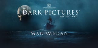 ”Man of Medan” – En skräckis behöver inte vara bra Ett mörkt hav där ett skepp kommer ut ur en chock dimma. I förgrunden är texten Dark Pictures Anthology och Man of Medan.